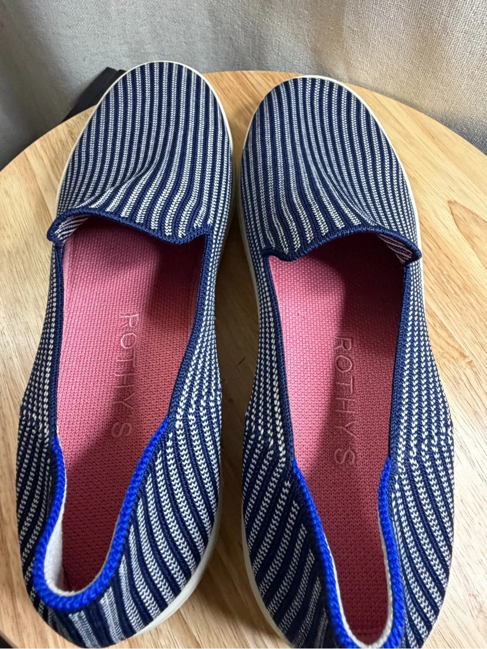 Rothy’s women’s Riviera Pinstripe shoes